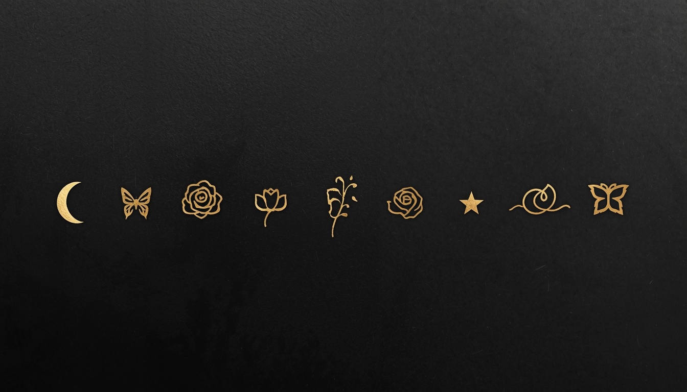 Small tattoo ideas with moon butterfly rose star and minimalist fine line symbols